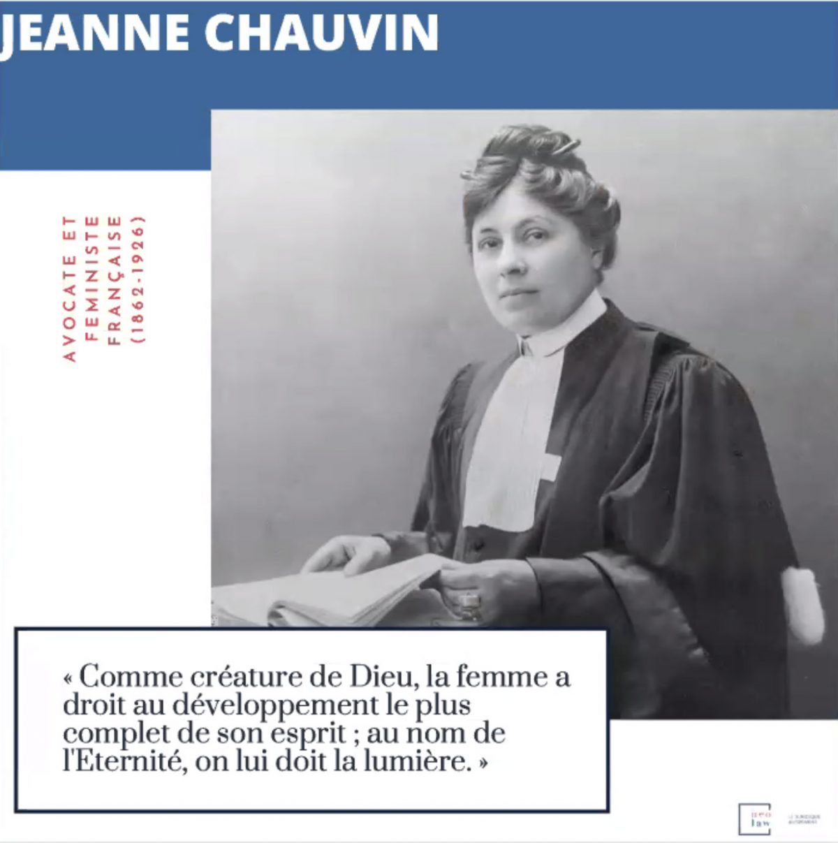Les grandes figures du droit français : Jeanne Chauvin
