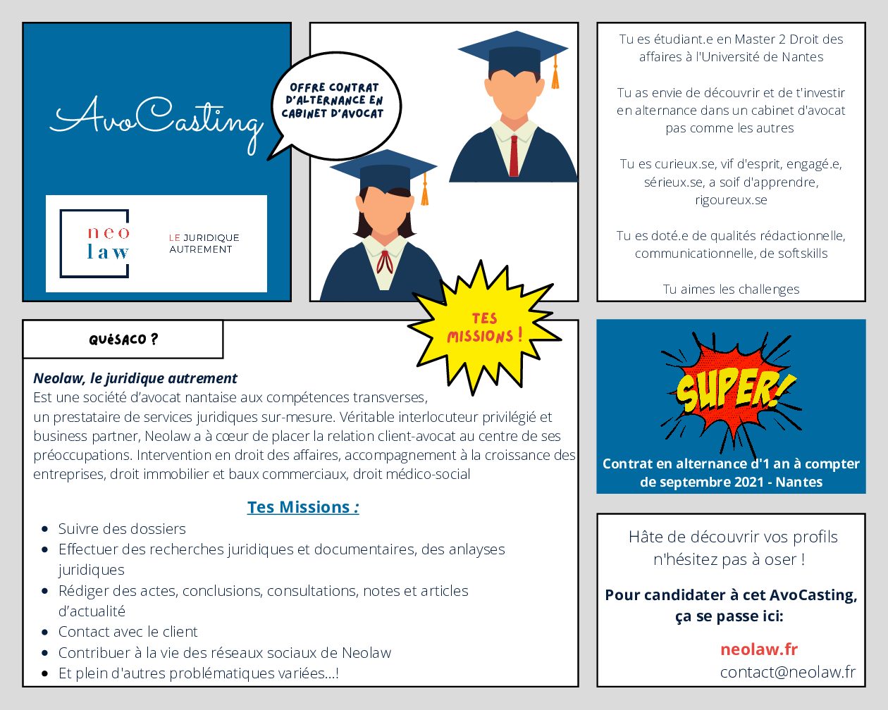 1er AvoCasting ! Offre de contrat d’apprentissage cabinet avocat